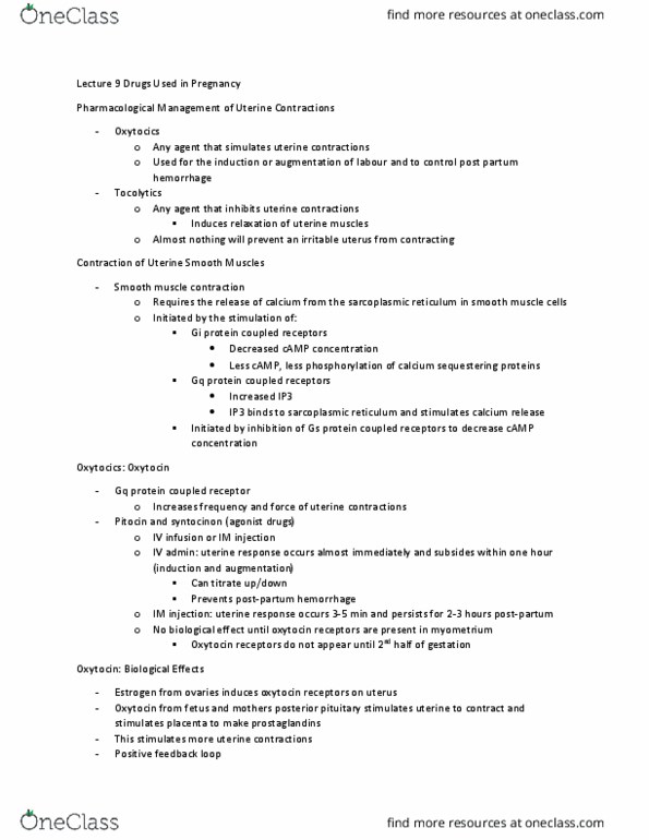 HTHSCI 2H03 Lecture Notes - Lecture 9: Endoplasmic Reticulum, Postpartum Period, Gq Alpha Subunit thumbnail