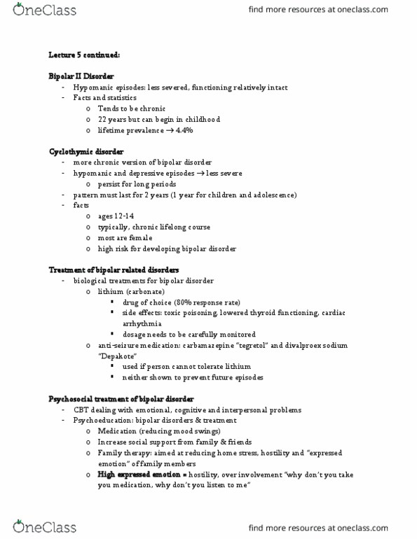 PSYC 3140 Lecture Notes - Lecture 6: Valproate, Cardiac Arrhythmia, Bipolar Disorder thumbnail