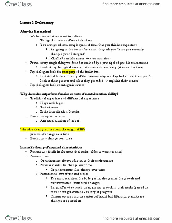 PSYC 3420 Lecture Notes - Lecture 2: Ontogeny, Mental Rotation, Sample Space thumbnail