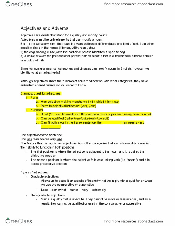 LIN204H5 Lecture Notes - Lecture 6: Predicative Expression, Linking Verb, Medical Test thumbnail