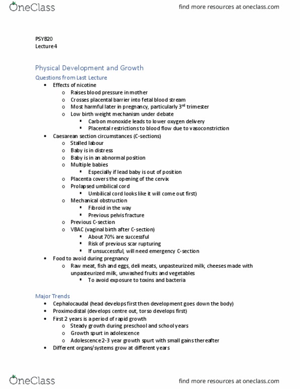 PSYB20H3 Lecture Notes - Lecture 4: Umbilical Cord, Low Birth Weight, Pasteurization thumbnail