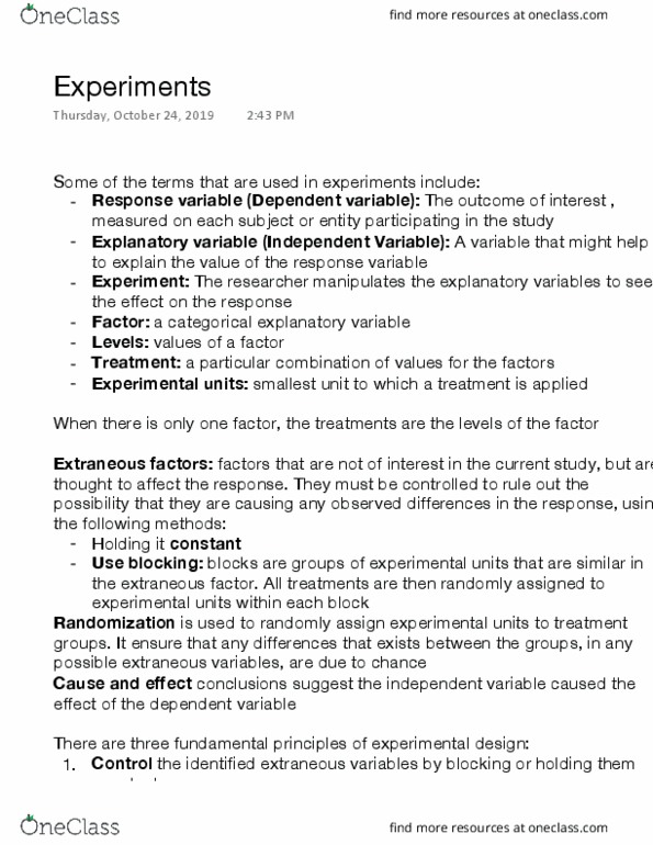 STA220H1 Chapter Notes - Chapter 5: Categorical Variable, Statistical Unit, Dependent And Independent Variables thumbnail