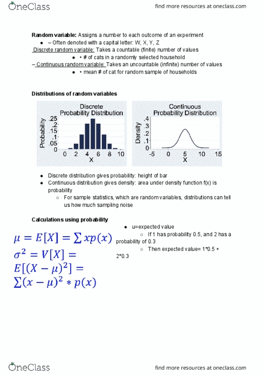 ECO220Y1 Lecture Notes - Lecture 16: Random Variable, Probability Distribution, Standard Deviation thumbnail