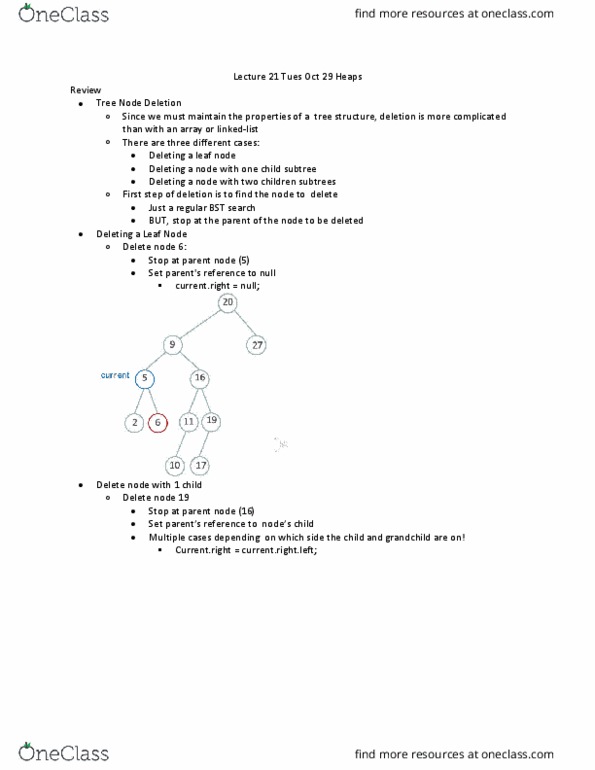 CSC 220 Lecture Notes - Lecture 21: Linked List, Self-Balancing Binary Search Tree, Binary Heap cover image