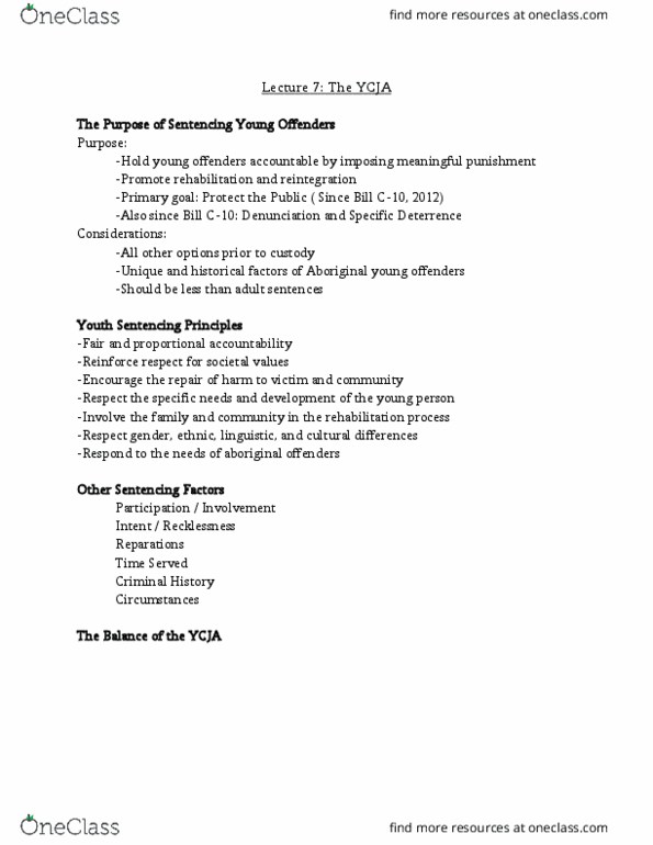 CRIM 210 Lecture Notes - Lecture 7: Young Offender, Young Offenders Act, Solitary Confinement thumbnail