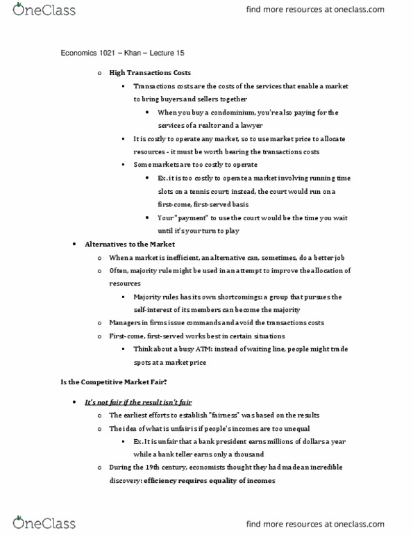Economics 1021A/B Lecture Notes - Lecture 15: Jeremy Bentham, Marginal Utility, John Stuart Mill cover image