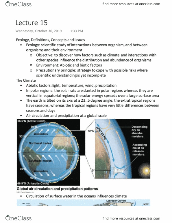BIO 1130 Lecture Notes - Lecture 17: Precautionary Principle, Trophic State Index, Meromictic Lake cover image