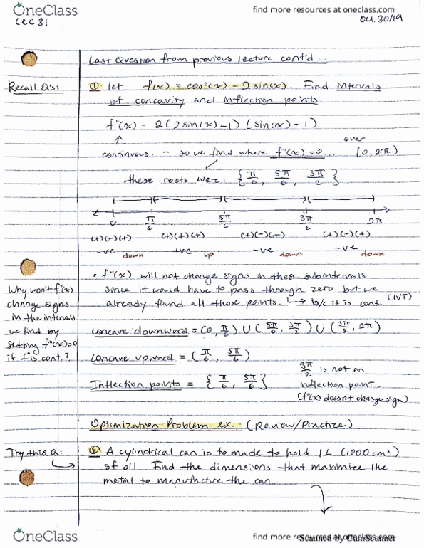 Calculus 1000A/B Lecture 32: Last question cont'd and optimization problem cover image