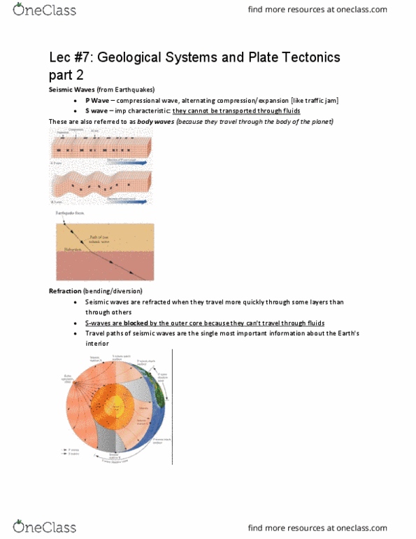 ENV100Y5 Lecture Notes - Lecture 7: Seismic Wave, Longitudinal Wave, Plate Tectonics thumbnail