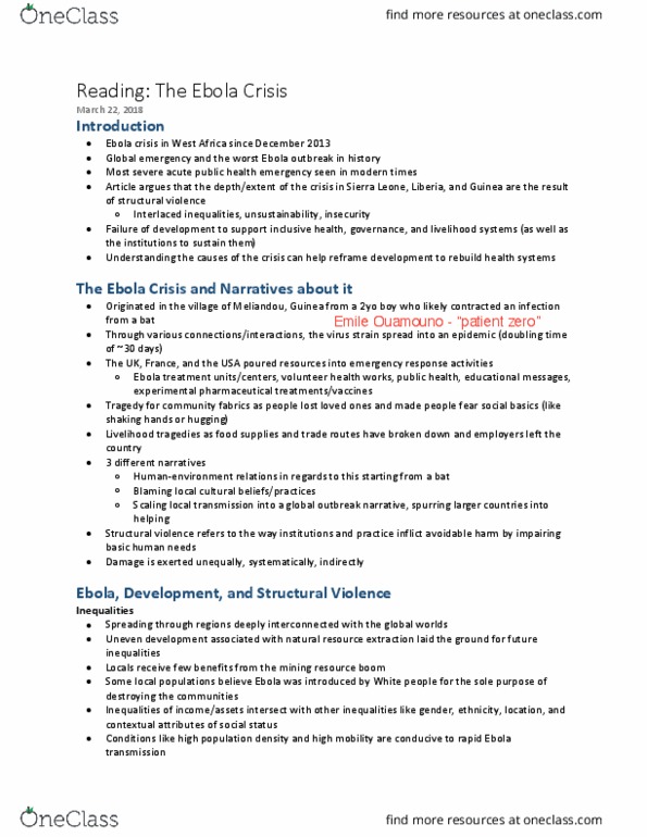 Health Sciences 1002A/B Lecture Notes - Lecture 9: Structural Violence, Glossary Of Ancient Roman Religion, Doubling Time thumbnail