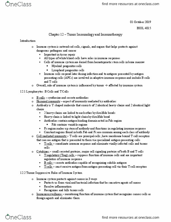 BIOL 4015 Chapter Notes - Chapter 12: Cell-Mediated Immunity, Adaptive Immune System, Fragment Antigen-Binding thumbnail