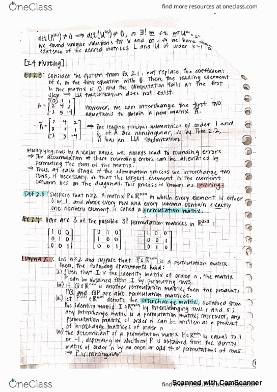 MATH-UA 252 Chapter 2: 2.4 Pivoting, 2.5 Solution of Systems of Equations thumbnail