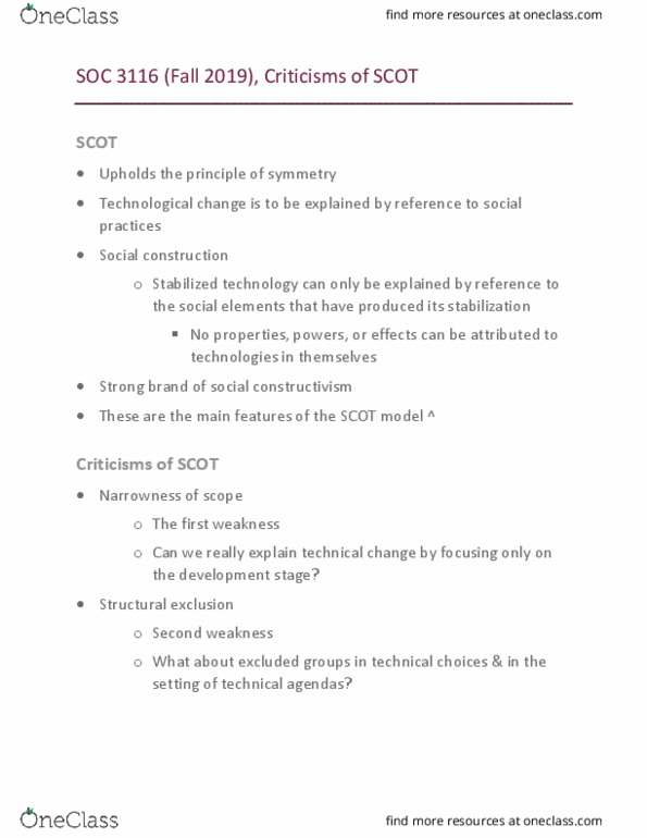 SOC 3116 Lecture Notes - Lecture 11: Technological Change, Nuclear Technology, Plutonium thumbnail