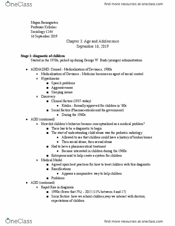 SOCL 1295 Lecture Notes - Lecture 1: Methylphenidate, Medicalization, Patient Protection And Affordable Care Act thumbnail