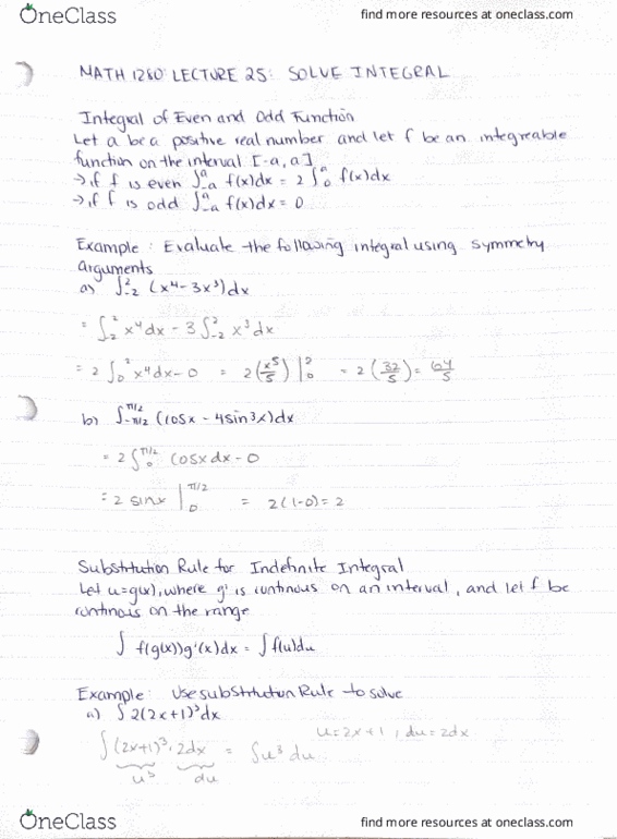 MATH 1280 Lecture 25: SOLVING INTEGRAL cover image