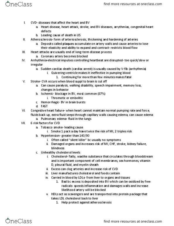 FTWL 106 Lecture Notes - Lecture 11: Heart Failure, Pulmonary Edema, Low-Density Lipoprotein thumbnail