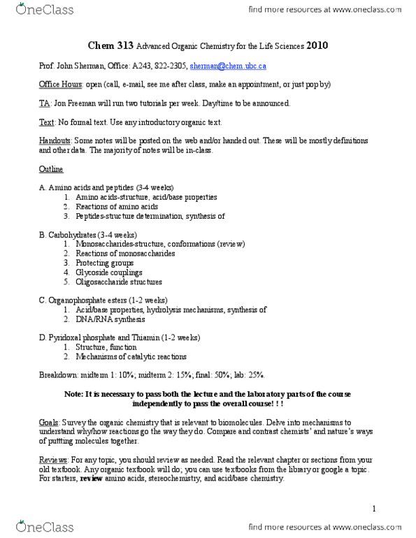 CHEM 313 Lecture Notes - Fluorine, Benzylamine, Isothiocyanate thumbnail