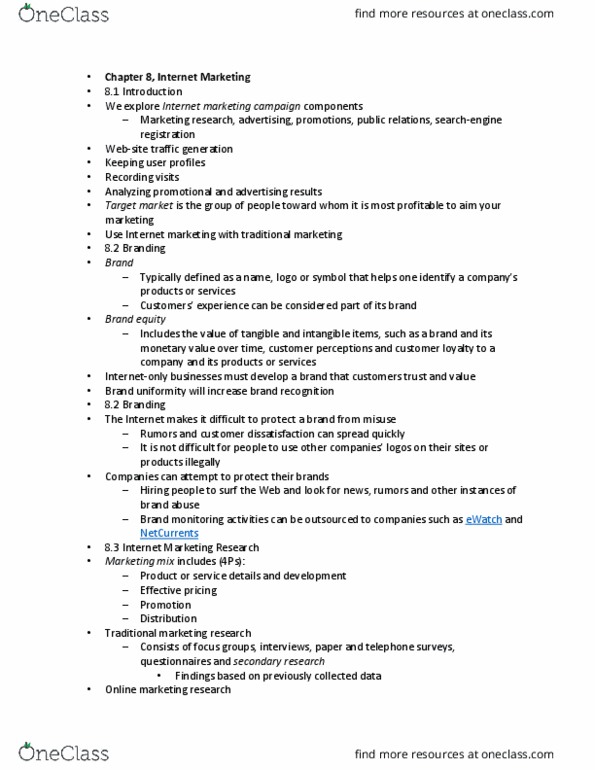 BUS 10123 Lecture Notes - Lecture 3: Brand Equity, Customer Satisfaction, Online Advertising thumbnail