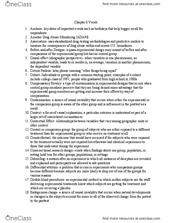 CJS4030 Chapter Notes - Chapter 6: Dependent And Independent Variables, Experiment, Selection Bias thumbnail