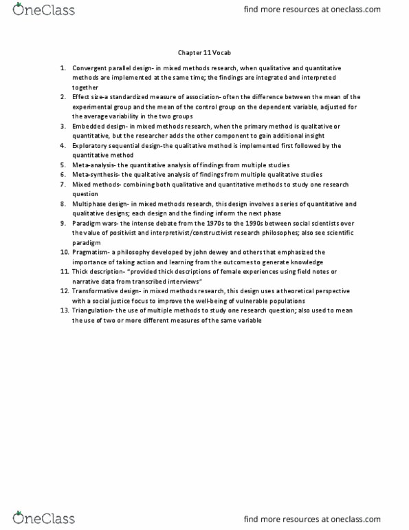 CJS4030 Chapter Notes - Chapter 11: John Dewey, Thick Description, Qualitative Research thumbnail