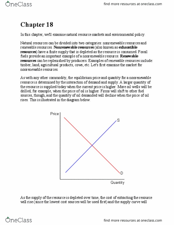 ECON 22060 Chapter Notes - Chapter 18: Non-Renewable Resource, Economic Equilibrium, Environmental Policy thumbnail