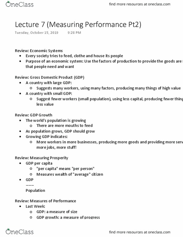 MGTA01H3 Lecture Notes - Lecture 7: Gross Domestic Product, Underemployment thumbnail