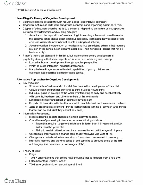 PSY100H1 Lecture Notes - Lecture 14: Lev Vygotsky, Joint Attention, Rhesus Macaque thumbnail