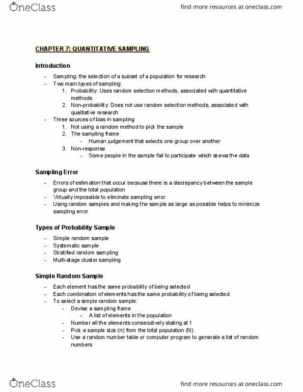 POL 2156 Lecture Notes - Lecture 4: Random Number Table, Simple Random Sample, Stratified Sampling thumbnail