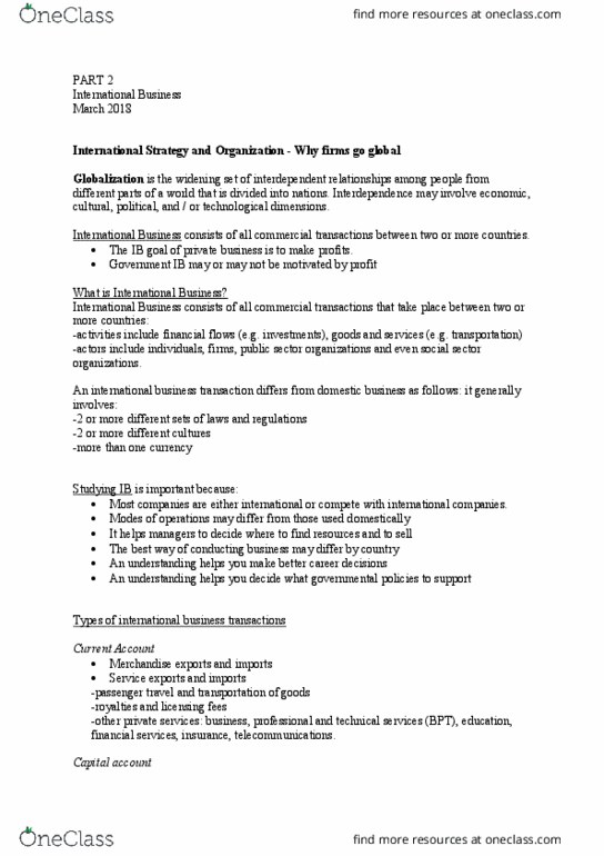 MGCR 382 Chapter Notes - Chapter part 2: Capital Account, Admiralty Law, Portfolio Investment thumbnail