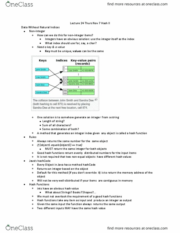 CSC 220 Lecture Notes - Lecture 24: Memory Address, Quadratic Probing, Hash Table thumbnail