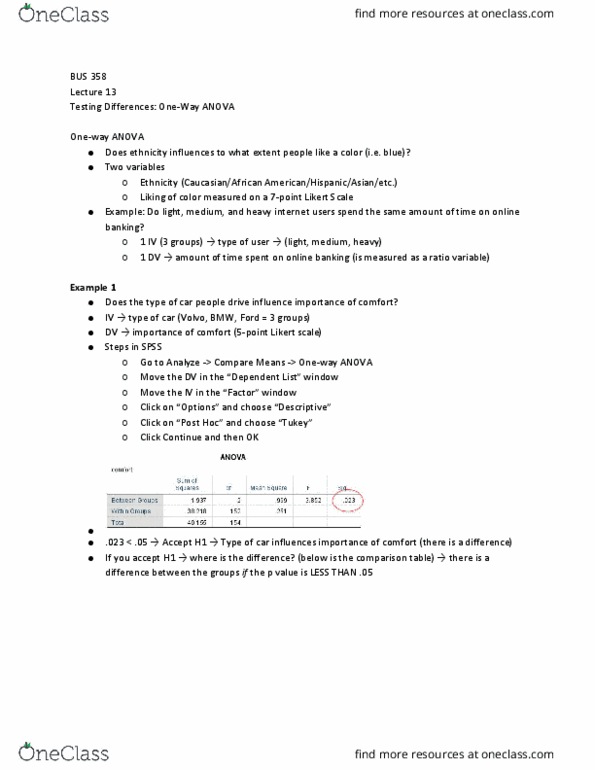 BUS 358 Lecture Notes - Lecture 13: Likert Scale, Online Banking, John Tukey thumbnail