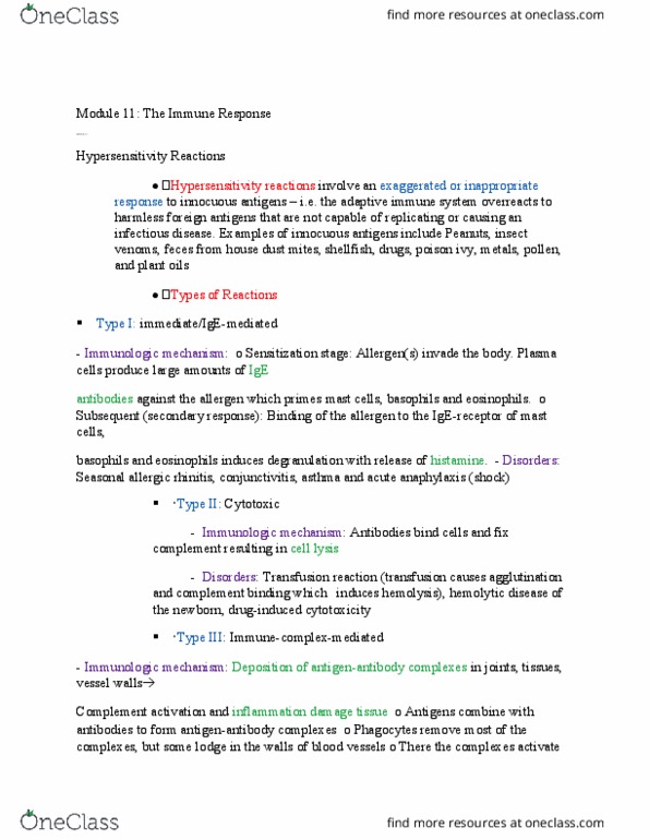 NURSING 2PF3 Lecture Notes - Lecture 14: Allergic Rhinitis, Blood Transfusion, Type I Hypersensitivity thumbnail