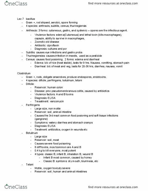 MIC 410 Lecture Notes - Lecture 7: Mycobacterium, Clostridium, Obligate Anaerobe thumbnail