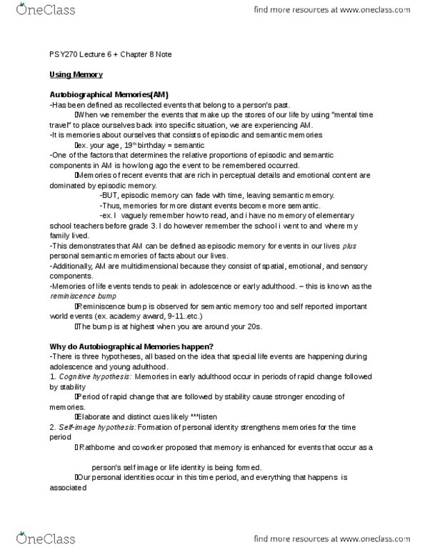 PSY 713 Lecture Notes - Lecture 6: Free Recall, Recognition Memory, Blind Experiment thumbnail