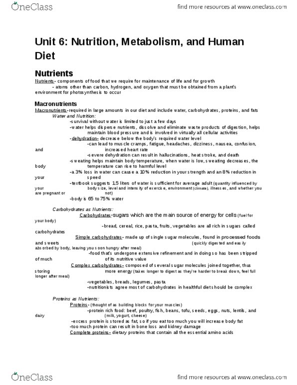BIOL 1500 Chapter Notes -Basal Metabolic Rate, Lycopene, Flavonoid thumbnail