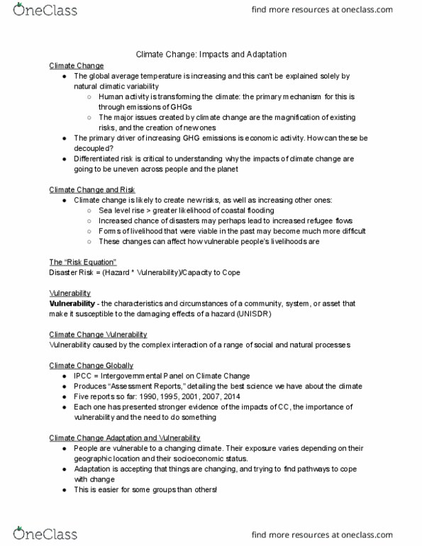 01:450:102 Lecture Notes - Lecture 4: Sea Level Rise, United Nations International Strategy For Disaster Reduction, Anthropocene thumbnail