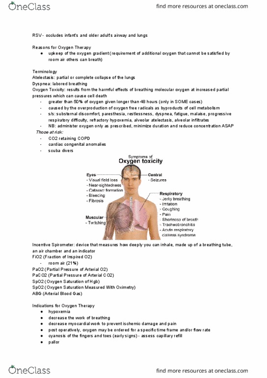 NURS 221 Lecture Notes - Lecture 8: Oxygen Therapy, Capillary Refill, Congenital Disorder thumbnail