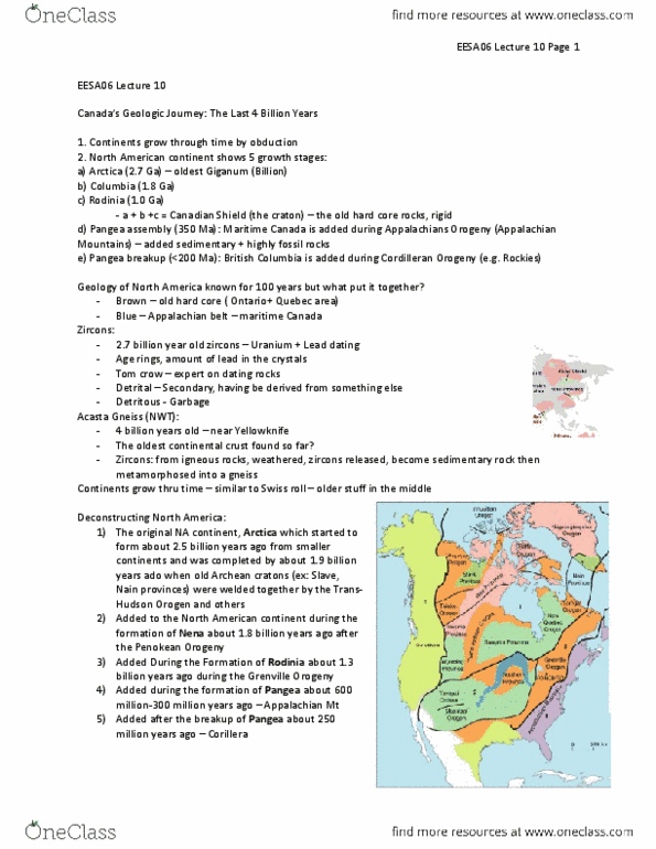 EESA06H3 Lecture Notes - Lecture 10: Hornblende, Euramerica, Continental Fragment thumbnail