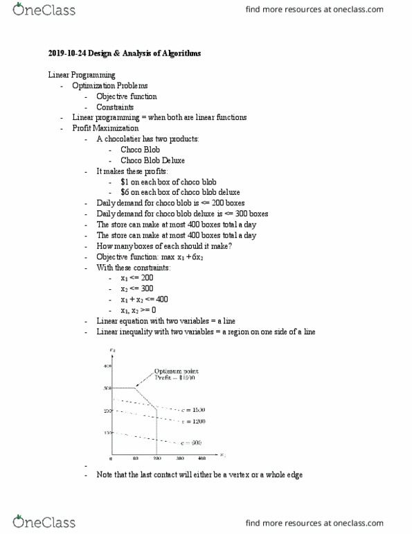 01:198:344 Lecture Notes - Lecture 14: Chocolatier, Linear Inequality, Linear Programming thumbnail