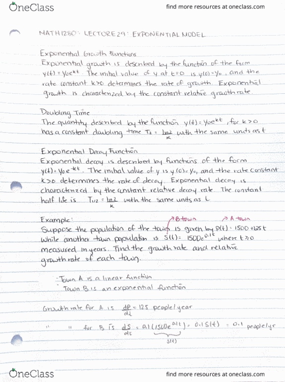 MATH 1280 Lecture Notes - Lecture 29: Wond, Reaction Rate Constant cover image