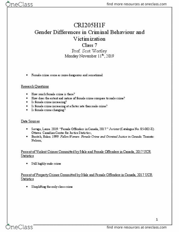 CRI205H1 Lecture Notes - Lecture 7: Gender Role, Social Learning Theory, Head Injury thumbnail