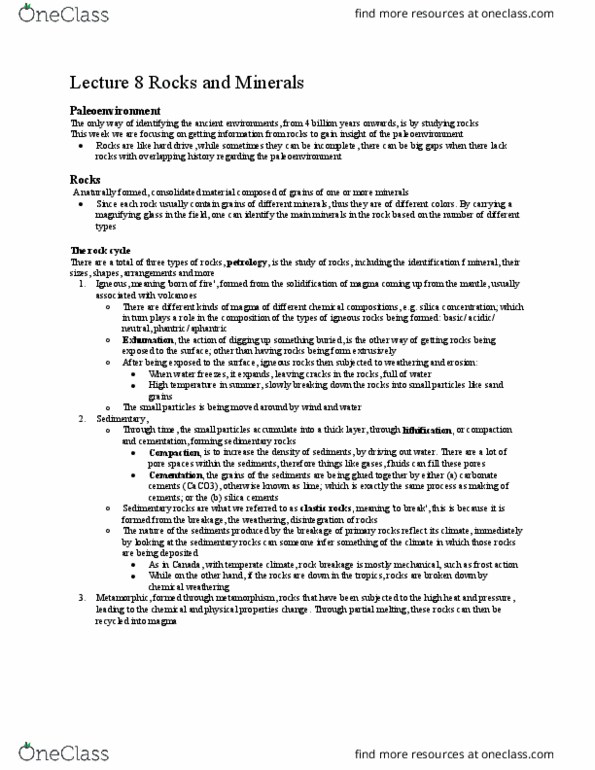 EESA06H3 Lecture Notes - Lecture 8: Petrology, Depositional Environment, Cross-Bedding thumbnail