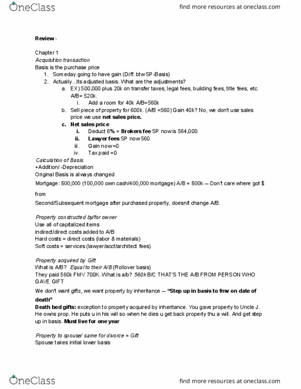 TAX 9930 Lecture Notes - Lecture 7: Real Estate Transfer Tax, Transaction Cost, Title Search thumbnail