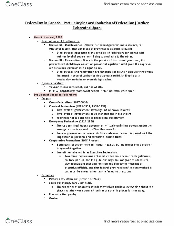 POLB50Y3 Lecture Notes - Lecture 7: War Measures Act, Quasi, Canada Health Transfer thumbnail