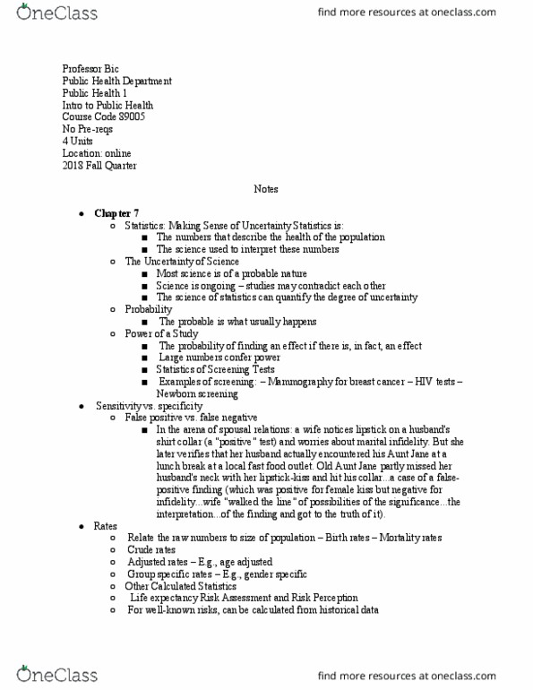 PUBHLTH 1 Lecture Notes - Lecture 12: Newborn Screening, Mammography, Risk Perception thumbnail