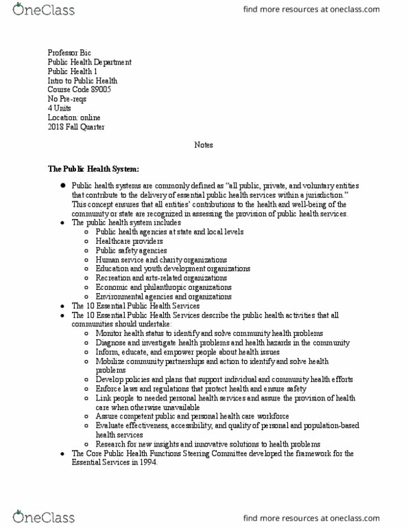 PUBHLTH 1 Lecture Notes - Lecture 15: United States Public Health Service thumbnail