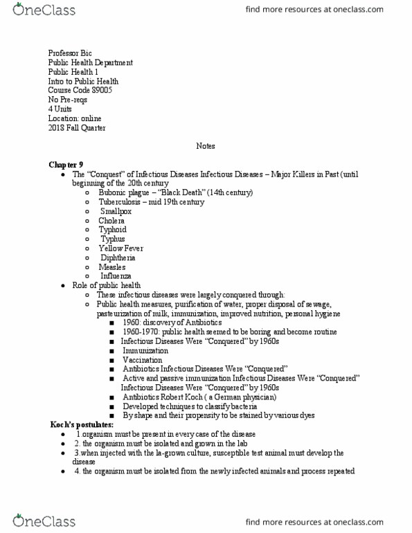 PUBHLTH 1 Lecture Notes - Lecture 13: Public Health, Yellow Fever, Passive Immunity thumbnail