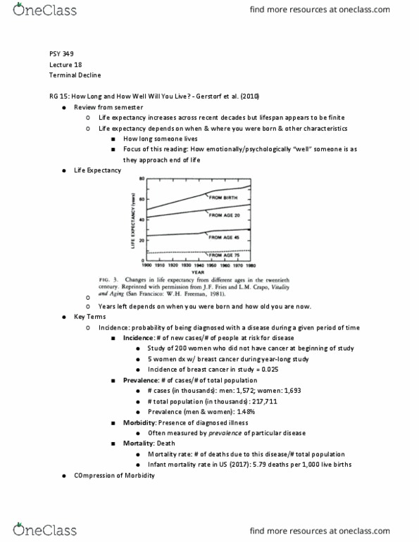 PSY 349 Lecture Notes - Lecture 18: Mortality Rate, Psy, Emerging Adulthood And Early Adulthood thumbnail