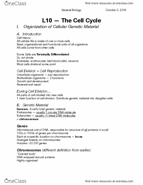 01:119:115 Lecture Notes - Lecture 10: Cell Division, Red Blood Cell, Cell Theory thumbnail