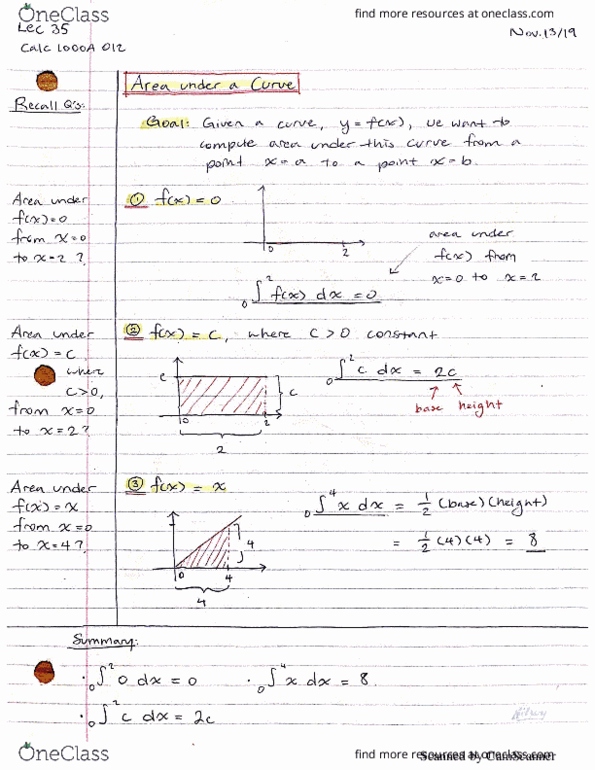 Calculus 1000A/B Lecture 40: Area under a curve cover image